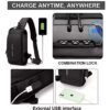 Mochila cruzada antirrobo para hombre, bolso de hombro con USB, resistente al agua, bandolera cruzada de viaje para hombre