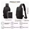 Mochila cruzada antirrobo para hombre, bolso de hombro con USB, resistente al agua, bandolera cruzada de viaje para hombre