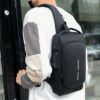 Mochila cruzada antirrobo para hombre, bolso de hombro con USB, resistente al agua, bandolera cruzada de viaje para hombre