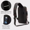Mochila cruzada antirrobo para hombre, bolso de hombro con USB, resistente al agua, bandolera cruzada de viaje para hombre