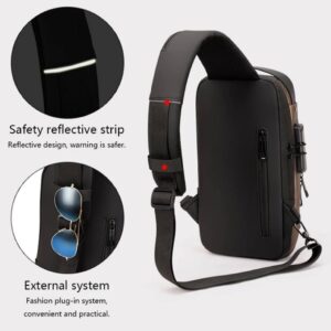 Mochila cruzada antirrobo para hombre, bolso de hombro con USB, resistente al agua, bandolera cruzada de viaje para hombre