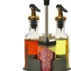 Juego de dispensador de aceite y vinagre con caja, botella de vidrio, condimento, pimienta y sal
