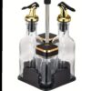 Juego de dispensador de aceite y vinagre con caja, botella de vidrio, condimento, pimienta y sal