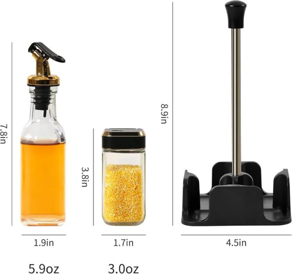 Juego de dispensador de aceite y vinagre con caja, botella de vidrio, condimento, pimienta y sal
