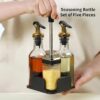 Juego de dispensador de aceite y vinagre con caja, botella de vidrio, condimento, pimienta y sal