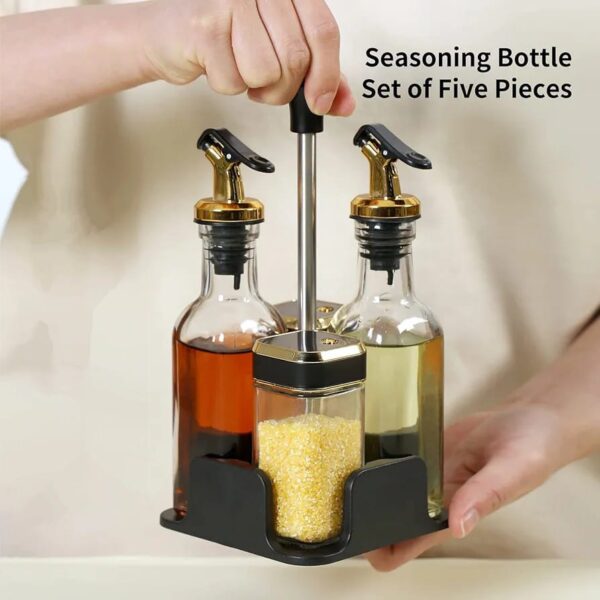Juego de dispensador de aceite y vinagre con caja, botella de vidrio, condimento, pimienta y sal