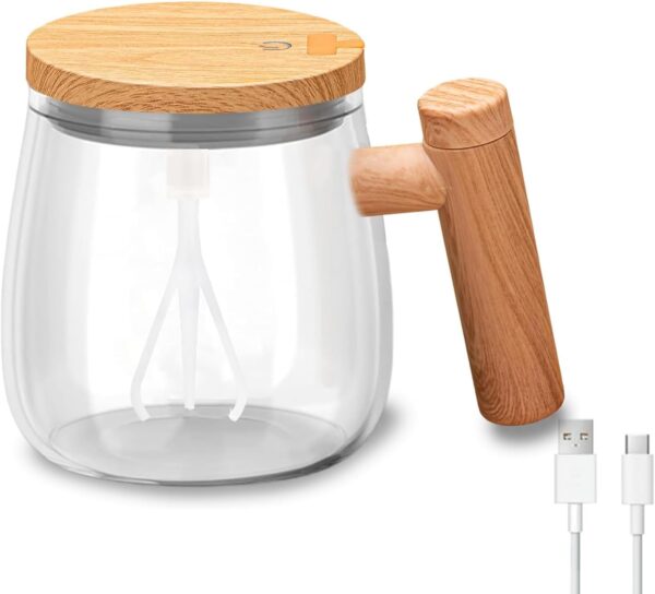 Taza de mezcla eléctrica de 500 ml, taza de café autoagitable, taza de café de vidrio de borosilicat
